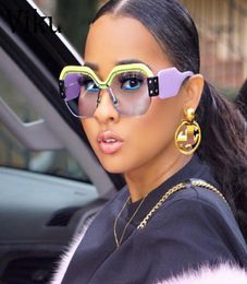 Sexy Rimless Oversized Sunglasses Women Vintage 2018 Red Pink Sun Glasses For Female Rivet Big Frame Male Shades9759165