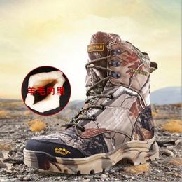 Fitness Shoes 47 Large Size Bionic Camouflage Thermal Snow Boots Winter Outdoor Hunting Climbing Hiking Sports Fleece Warm Tactical