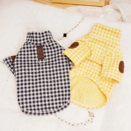 Dog Apparel Soft Cotton Pet Clothes Warm Plaid Shirt Luxury Puppy Pullover Autumn Cat Cute Solid Costume Chihuahua