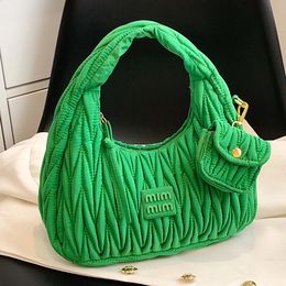 2 Sets Womens Half Moon Bag Purses and Handbags Luxury Designer Female Top-handle Bags Quilted Cloth Fabric Ladies Underarm Bag 240306