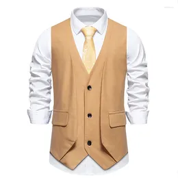 Men's Vests Fashion False Two-piece Suit Casual Waistcoat Slim Single Breasted Vest Male Vintage Formal Wedding Party