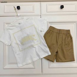 Classics baby clothes kids Short sleeve set girls tracksuits Size 100-160 CM summer boys t shirt and Embroidered logo khaki shorts 24Mar