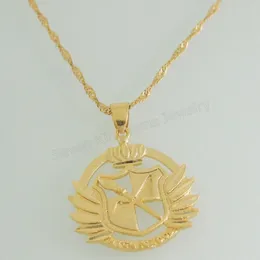 Pendant Necklaces YELLOW GOLD PLATED 45cm Water Wave NECKLACE CARVED Axe Hatchet WITH CRWON AND ANGEL WING Mysterious