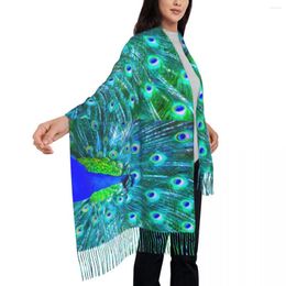 Scarves Imperial Empress Peacock Scarf With Tassel Animal Feathers Warm Soft Shawl Wraps Female DIY Autumn Retro Foulard