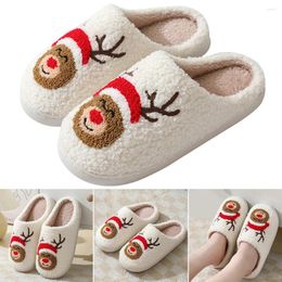 Walking Shoes Christmas Fuzzy Indoor Slippers Cozy Elk Fluffy Fur Soft Plush Closed Toe Thick Sole Household Supplies