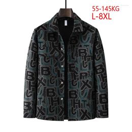 Men's Jackets Big Size Jacket Men Plus Wide Fat Loose Casual Fashion Print Vintage Spring Autumn Coat Man Outerwear 6XL 7XL 140kg