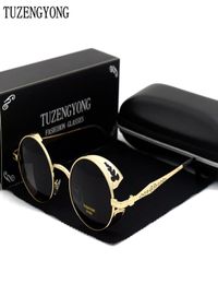 TUZENGYONG High Quality Fashion Polarised Sunglasses MenWomen Round Metal Carving Vintage Sun Glasses Gothic Steampunk Sunglass6482450