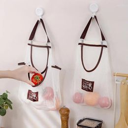 Storage Bags Fruit Mesh Reusable Kitchen Hanging Bag Onion Produce For Wall Vegetable Home Accessories
