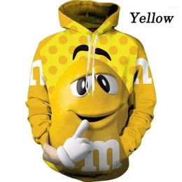 Men's Hoodies M&m's Chocolate Beans 3D Printed Men/Women Autumn Clothing Harajuku Hip Hop Style Kids Sweatshirt Men Coat