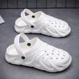 Sandals Men Black Garden Casual Aqua Clogs Hot Male Band Sandals Summer Slides Beach Swimming Waterproof Shoes Work Medical Sandals New