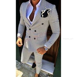 Mens Suits Blazers Fashion Lattice Suit Slim Fit Prom Wedding For Men Groom Tuxedo Jacket Pants Set Custom White Casual MenMens