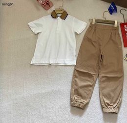 Brand kids clothes baby tracksuits boys T-shirt set Size 110-160 CM summer designer POLO shirt and Embroidered Knight Pants 24Mar