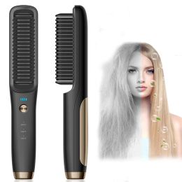Irons New Wireless Hair Straightener Brush Portable Rechargeable Cordless Beard and Hair Straightening Comb For Women Men AntiScald