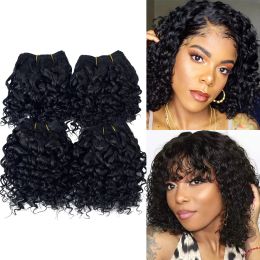 Weave Weave Short Kinky Curly Hair Weave Bundles Synthetic Hair Honey Blonde Jerry Curly Hair Bundle 8 10inch 4Pieces/Lot