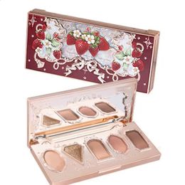 Flower Knows Strawberry Rococo Eyeshadow Pressed Glitter 5 Colour Eye Shadow Creamy Texture Natural Bronze Cosmetic Eye Shadows 240315