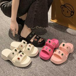 HBP Non-Brand Chunky Sandals Female Summer Fashion Women Thick Bottom Rainbow Sole Hook Loop Shoe Wedge With Open Toe Platform Shoes