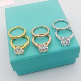 Engagement Ring designer for women Diamond Rings Engraved Letter Ring Luxury Jewellery Two Ring Wedding Lovely Gifts