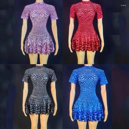 Stage Wear Multi Color Sexy Rhinestones Dress Nightclub Bar Dj Performance Costumes Women Gogo Dancers Evening Party DN15924