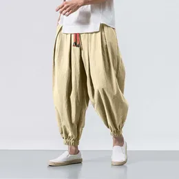 Men's Pants Breathable Bloomers Baggy Deep Crotch Harem Trousers With Drawstring Elastic Waist Pockets Comfortable Casual For Plus