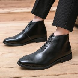 Boots Plus Size 3848 Men Daily Business Boots Fashion Formal Chelsea Boot Men Leather Ankle Boots Brock Short Boots Solid Style Shoes