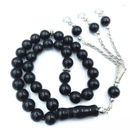 Strand Black White Handmade Beaded Glass Bracelet Ramadan Eid Jewelry Gifts Muslim 33 Beads 8mm Prayer Islamic Arab Rosary