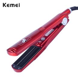 Irons KEMEI Professional Steam Hair Straightener Ceramic Vapor Flat Iron Steampod Straightening Comb Brush Hair Iron Tool KM3011