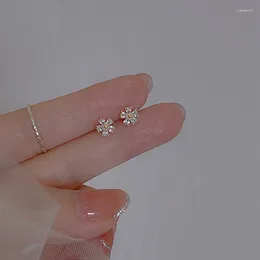 Stud Earrings VOQ 2024 Fashion Zircon Small Flower Ladies Summer Beach Casual Jewelry Accessories