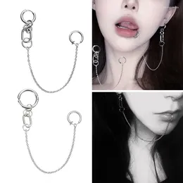 Dangle Earrings 1 Set Punk Cool Nose Chain Fake Lip Ring With Long Chains