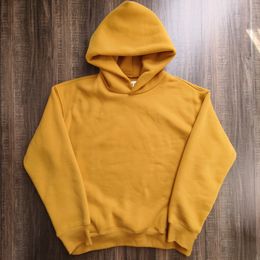 Yellow Hoodie Men Women High Quality Oversized Heavy Fabric Hooded Sweatshirts