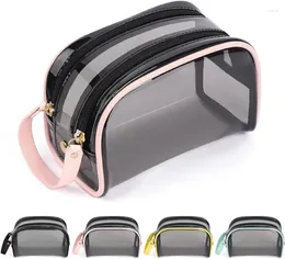 Cosmetic Bags Clear Makeup Bag For Women Travel Toiletries Transparent With Double Zipper