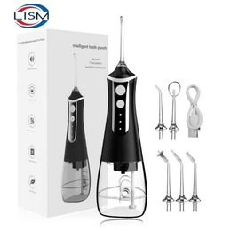 Oral Irrigators Portable oral irrigator sink dental spray tool picking and cleaning teeth 300ML 5-nozzle oral cleaning machine J240318