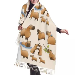 Scarves Customized Printed Capybara Cute Animals Scarf Men Women Winter Warm Fashion Versatile Female Shawl Wrap