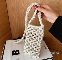 Shoulder Bags Women Fashion Small Crossbody Solid Colour Hollow-out Woven Crochet Lightweight Braided Handbag