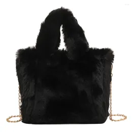 Shoulder Bags Women Furry Tote Trendy Plush Top Handle Bag Versatile Chain Casual Fall Winter Girl Purse