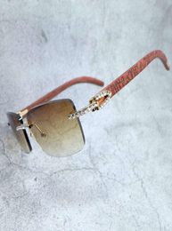 21s Sunglasses Diamond Human designer Luxury Shades Glasses for Women Vintage Wholesale Wood Ice Out Rhinestone Entes De S8393720