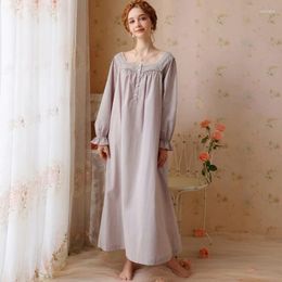 Women's Sleepwear French Princess Cotton Solid Color Lace Nightdress For Girls Spring And Autumn Pure Desire Style Loose Long Sleeve Pajamas