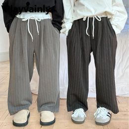 Trousers Korean Style Spring Autumn Children's Vertical Striped Suit Pants Straight Wide Leg Casual Trouser For Boys And Girls H4133