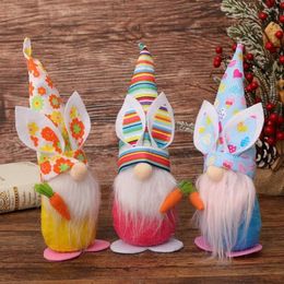 Party Decoration Colorful Hat Easter Ears Faceless Doll Cute Plush Beads Felt Gnomes Ornaments Stable Bottom Dwarf Elf Gift