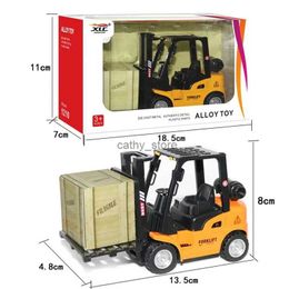 Diecast Model Cars Diecast Replica Forklift Truck Model Car Toy Effect Pull Back Function 3-Height Adjustable For Kids Gifts Collection DecoL2403