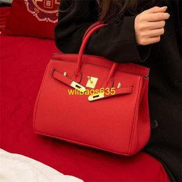 Tote Bags Genuine Leather Bk Habdbags Red High-end Portable Platinum Bag Bag Grand Wedding Bag Bride Bag Mother Bag Daily Use have logo HB0WEX