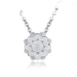 Pendant Necklaces Charm Beautiful Accessories Women Classical 925 Sterling Silver Pendants 3D Lotus Design Girls Necklace