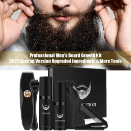 Products 4 Pcs/set Men Beard Growth Kit Hair Growth Enhancer Thicker Oil Nourishing Leavein Conditioner Beard Grow Set with Comb