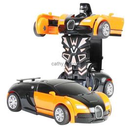 Diecast Model Cars Transformation Mini 2 In 1 Car Robot Toy Anime Action Collision Transforming Model Deformation Vehicles Toy Gift for ChildrenL2403