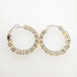 Dangle Earrings Design 2-Styles 925 Sterling Silver Beauty White Yelloiw CZ Hoop For Women