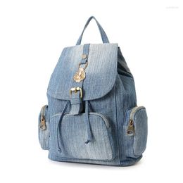 School Bags Girls Retro Denim Backpack Big Capacity Fashion Preppy Trendy Style Cotton Women Backpacks Travel Bag Rucksac