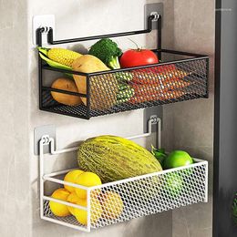 Kitchen Storage Ginger And Garlic Rack Hole-free Wall-hung Seasoning Vegetable Artefact Multifunctional Drain Basket On The Wall