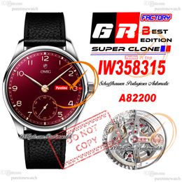 W358315 A82200 Automatic Mens Watch GRF Steel Case Red Dial Gold Markers Black Leather Chian New Years Super Edition Reloj Hombre Puretimewatch Montre Hommes PTIW