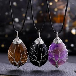 Pendant Necklaces Fashionable And Exquisite Drop-Shaped Hand-Wound Silk Tree Of Life Necklace For Men Women Personalized Jewelry