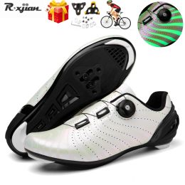 Boots Cool Luminous Road Cycling Shoes Men Self Lock Breathable Spd Speed Racing Sneakers Professional Women Flat Mtb Bike Footwear