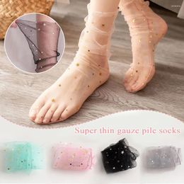 Women Socks 2024 Mesh Lace Summer Transparent Thin Tulle Ankle Long Fishnet Star Colourful See Through